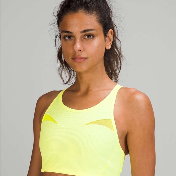 Lululemon Ribbed-Mesh High-Neck Bra *Medium Support, B/C Cup -Highlight Yellow - Picture 4 of 10